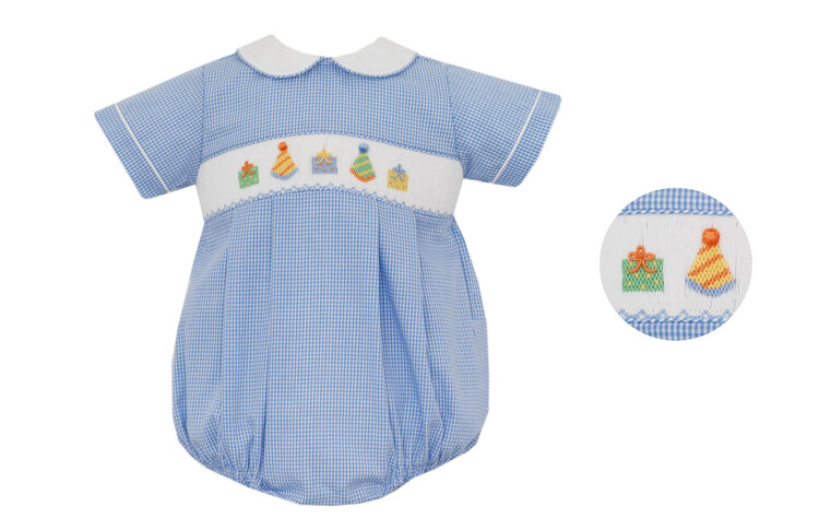 Petit Bebe Blue Smock Birthday Bubble