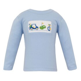 Anavini LT Blue Smocked Golf LS Shirt