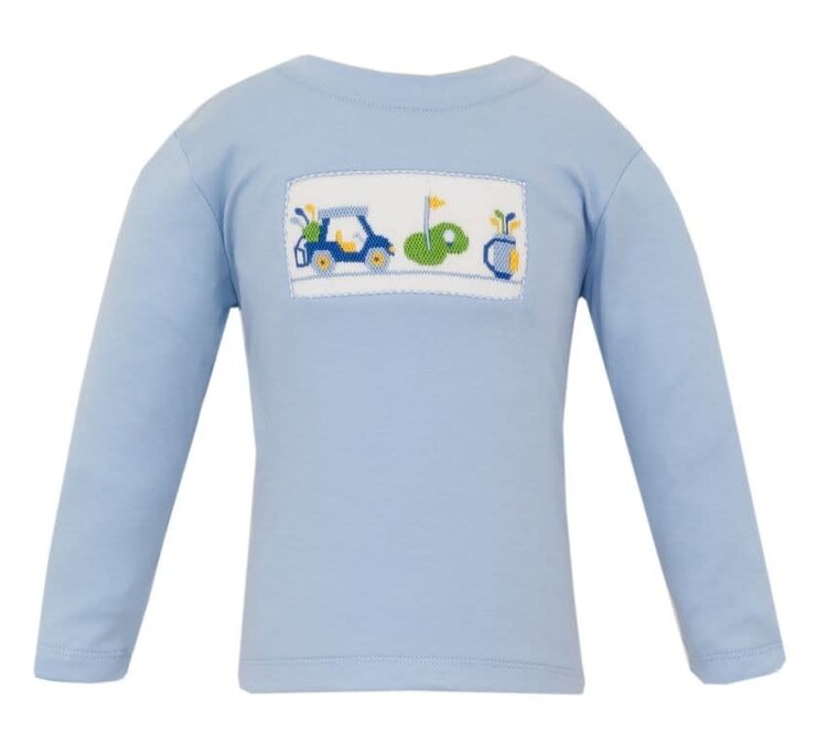 Anavini LT Blue Smocked Golf LS Shirt