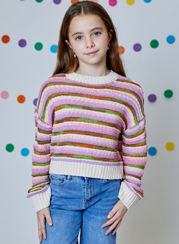 Design History Pink Multi Combo Knit Sweater