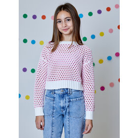 Design History Pink/Winter White Combo Sweater