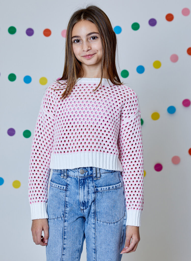 Design History Pink/Winter White Combo Sweater