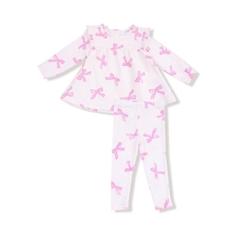 Angel Dear French Terry - Pretty Bows  - Ruffle Top and Ribbed Legging