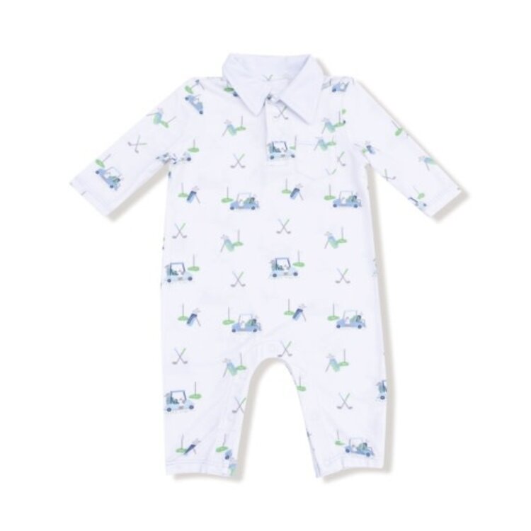 Angel Dear Baby Golf Carts - Blue -  Polo Romper