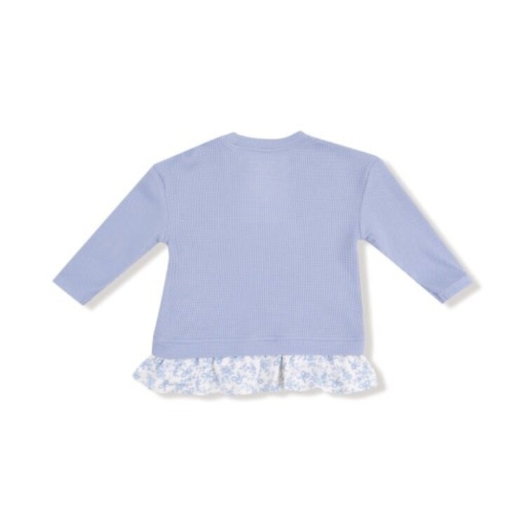 Angel Dear Romi Floral - Waffle Pull Over with Ruffle and Rib Bow Applique w Rib Leggings