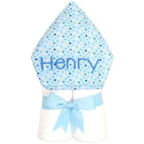 3 Marthas 3 Martha's Hooded Towel- Multi Dot Fabric Blue