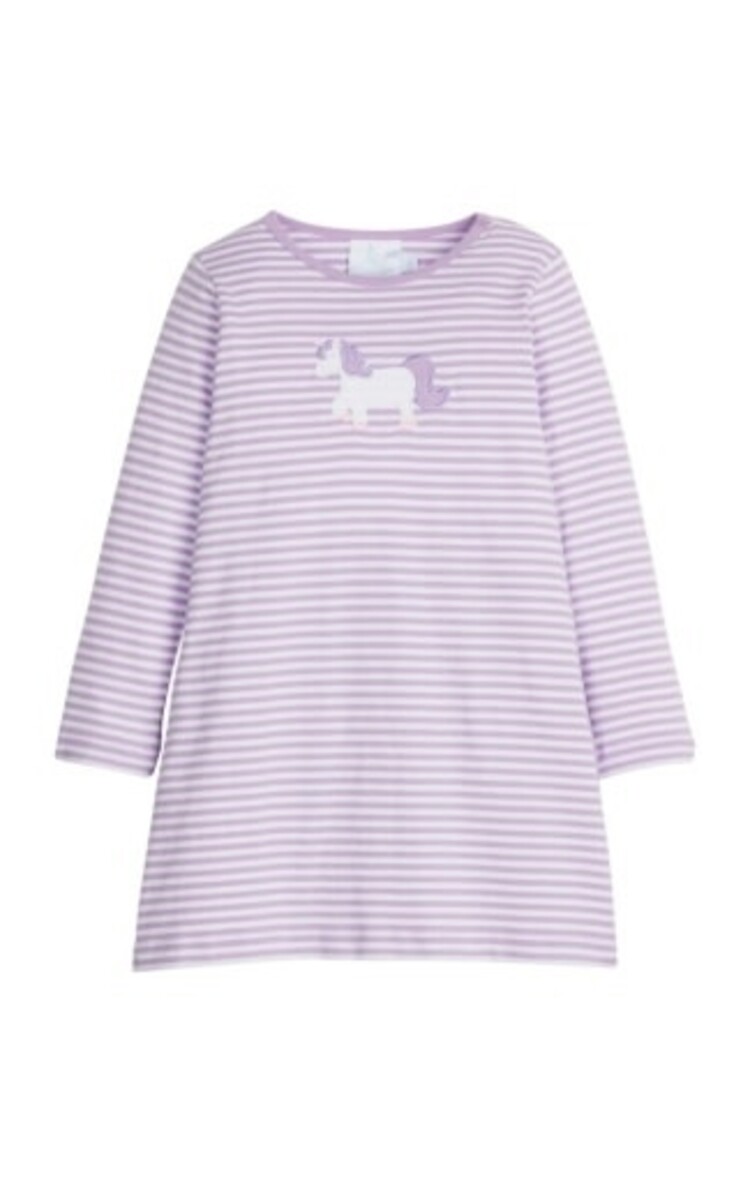 Little English Applique T- Shirt Dress - Unicorn