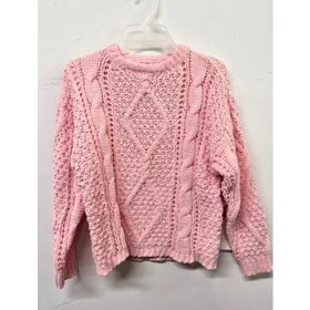 Love Daisy Pink Crewneck Cable Sweater