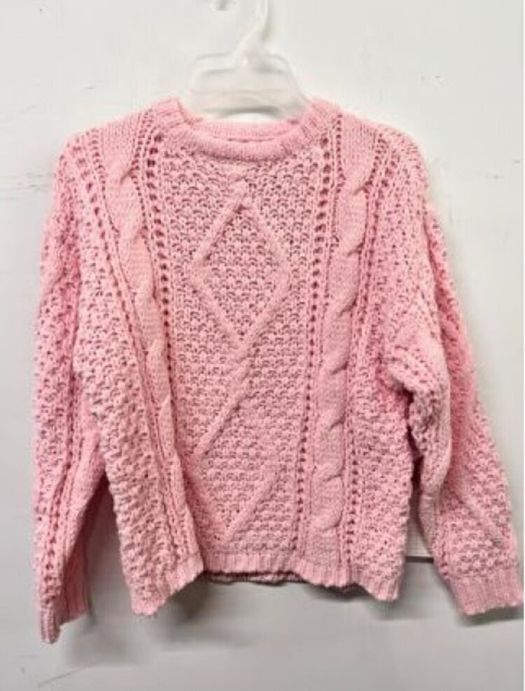Love Daisy Pink Crewneck Cable Sweater