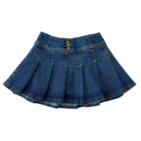 Bisby Pleated Mini Skirt - Denim