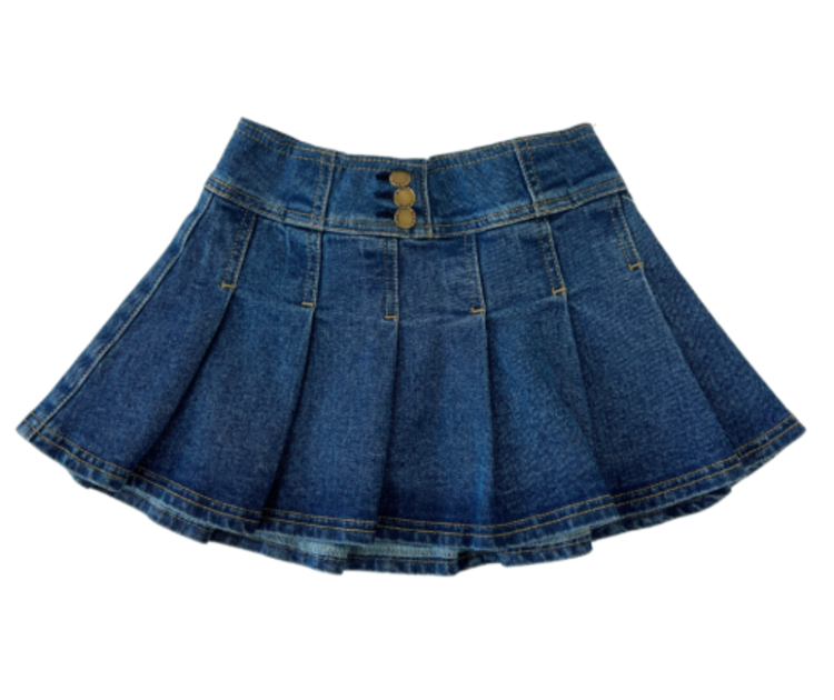 Bisby Pleated Mini Skirt - Denim