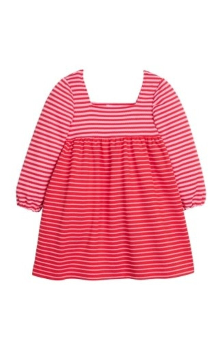 Bisby Cora Dress Red & Pink Pique Stripe