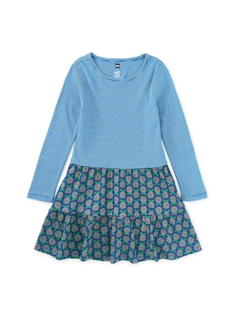 Tea Hydrangeas Tiered Skirted Dress