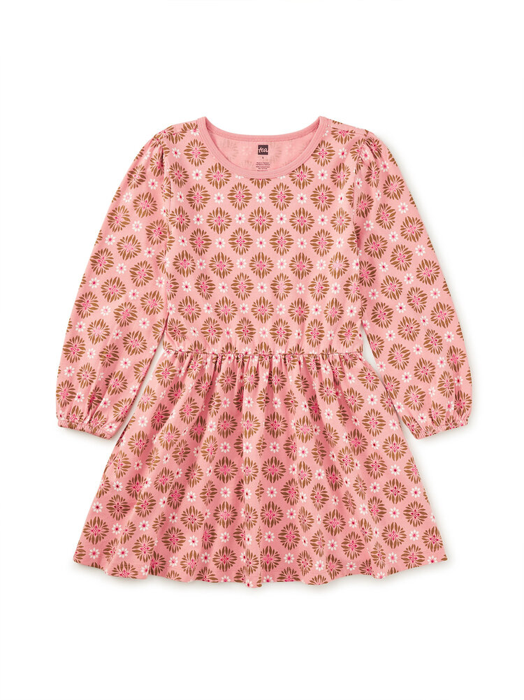 Tea Chrysanthemum Blouson Sleeve Pocket Dress