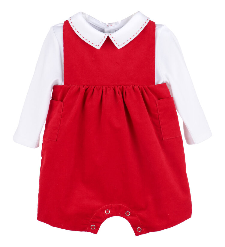 Sophie & Lucas Holly Jolly Velvet Boy Overall