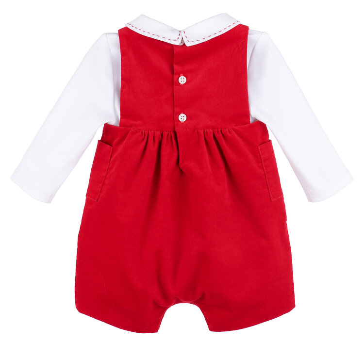 Sophie & Lucas Holly Jolly Velvet Boy Overall