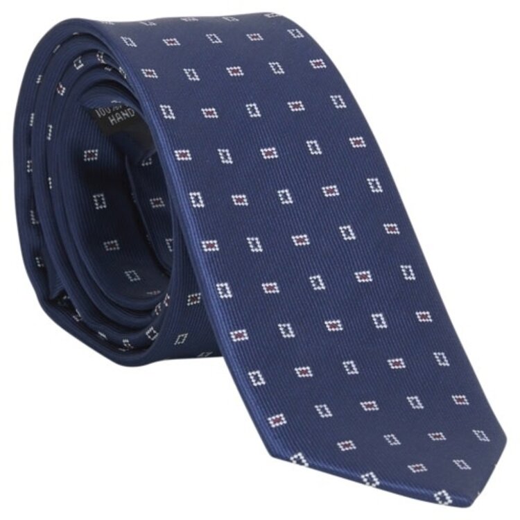 Little English Neck Tie - Navy Geo