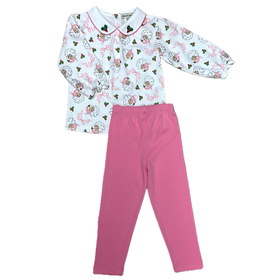 Marco & Lizzy Pink Santa Legging Set