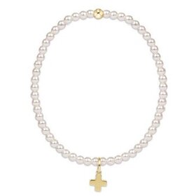 ENewton eGirl Pearl 3mm Bracelet- Signature Cross Charm