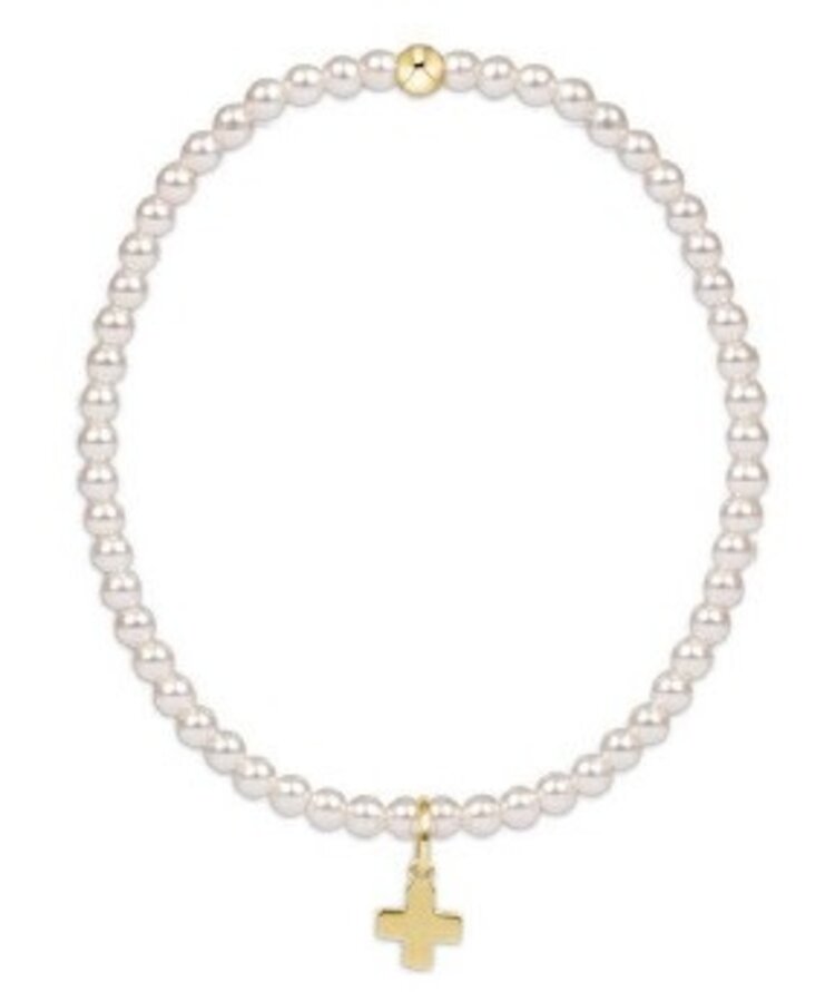 ENewton eGirl Pearl 3mm Bracelet- Signature Cross Charm