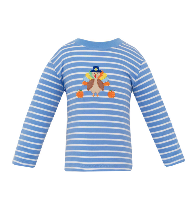 Claire & Charlie Blue Stripe Turkey Shirt
