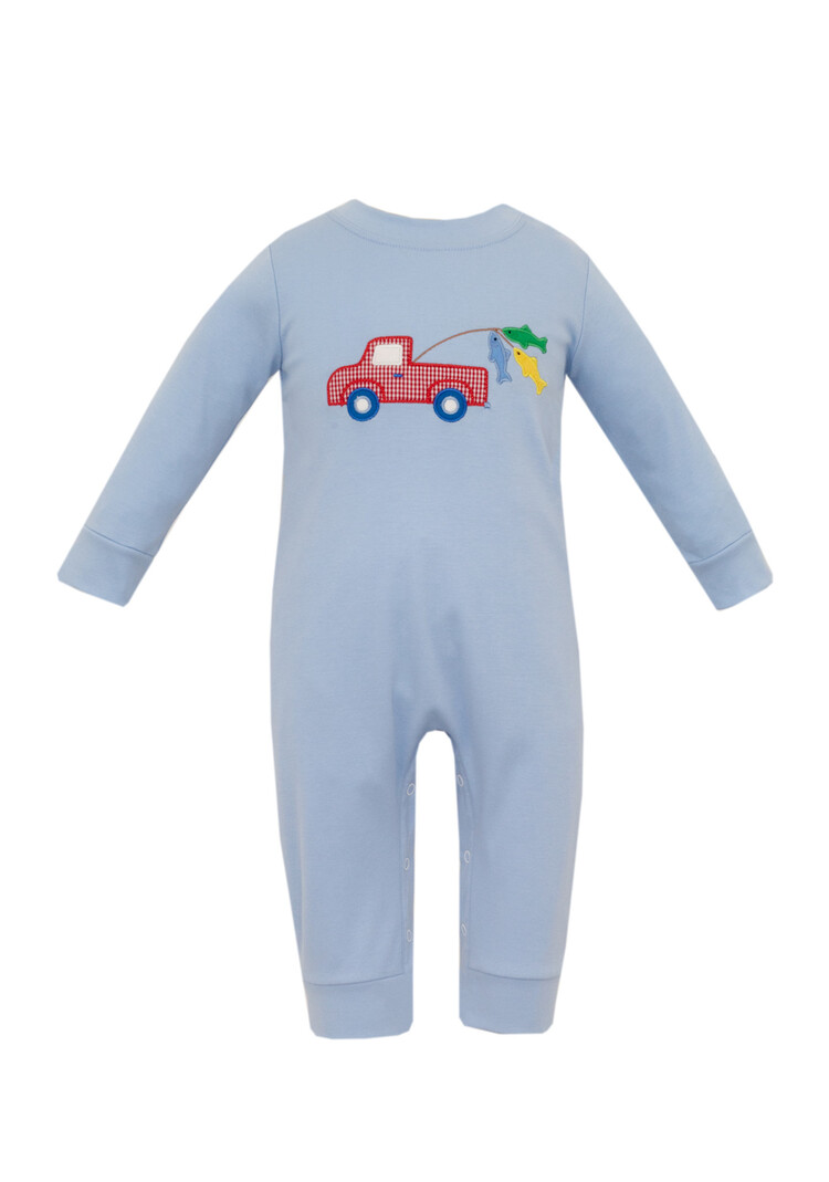 Claire & Charlie Blue Fishing Truck Romper