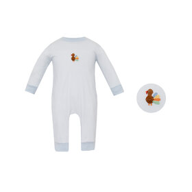 Petit Bebe Blue Stripe Turkey Romper