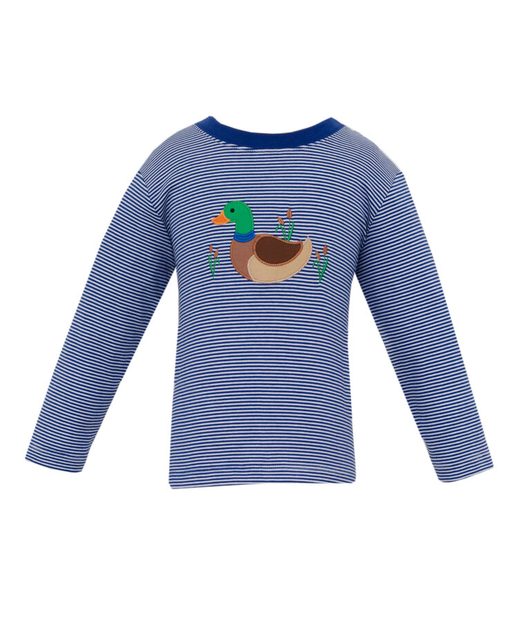 Claire & Charlie Navy Stripe Mallard Duck Tee