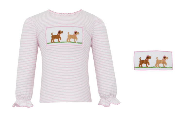 Anavini Pink Smocked Labrador Shirt