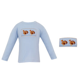 Anavini Blue Smocked Turkey Shirt