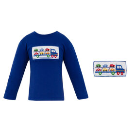Anavini Blue Smocked Trailer Trucks Shirt