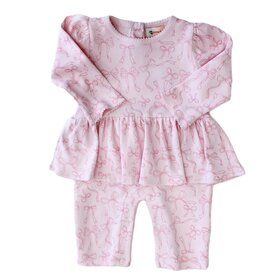Luigi Kids Pink Bows Ruffle Wasit Romper