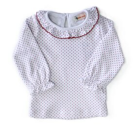 Luigi Kids Red Dot Ruff Collar Blouse