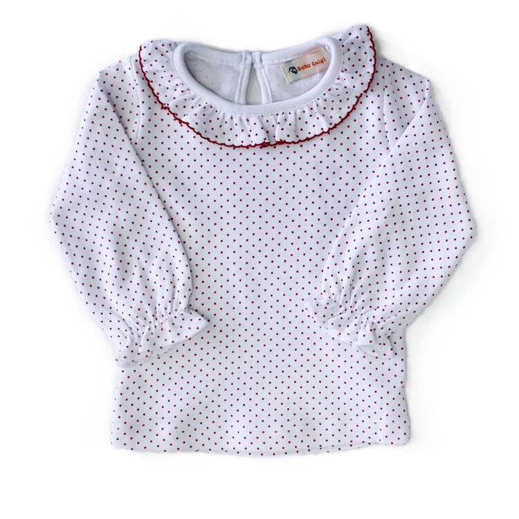 Luigi Kids Red Dot Ruff Collar Blouse