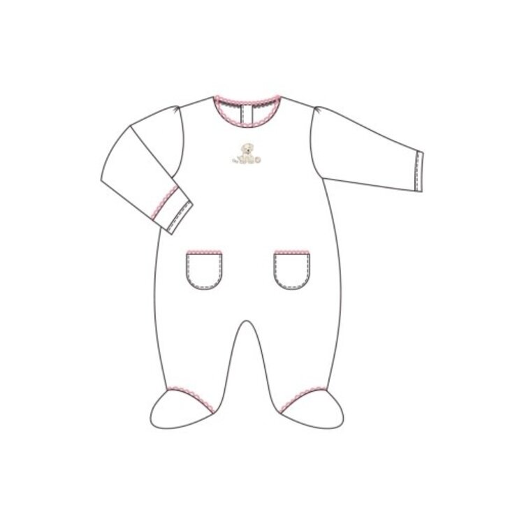 Baby Club Chic Pink Good Puppy Crochet Trim Footie