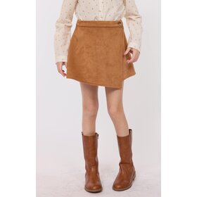 Sadie & Sage Camel Wrap Over Faux Suede Skort