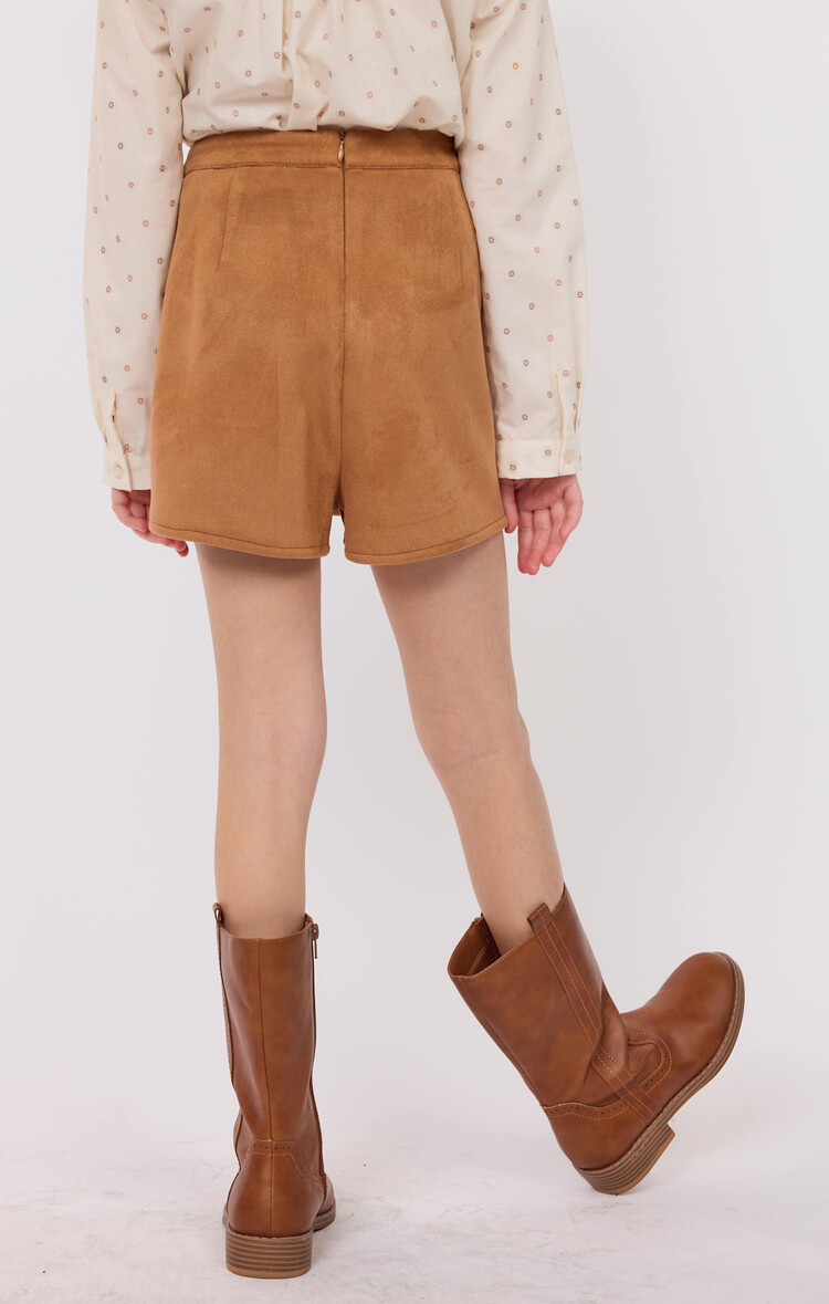 Sadie & Sage Camel Wrap Over Faux Suede Skort