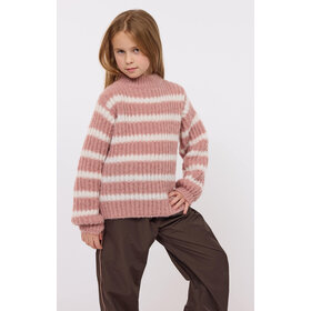 Sadie & Sage BLush Stripe Mock Neck Sweater