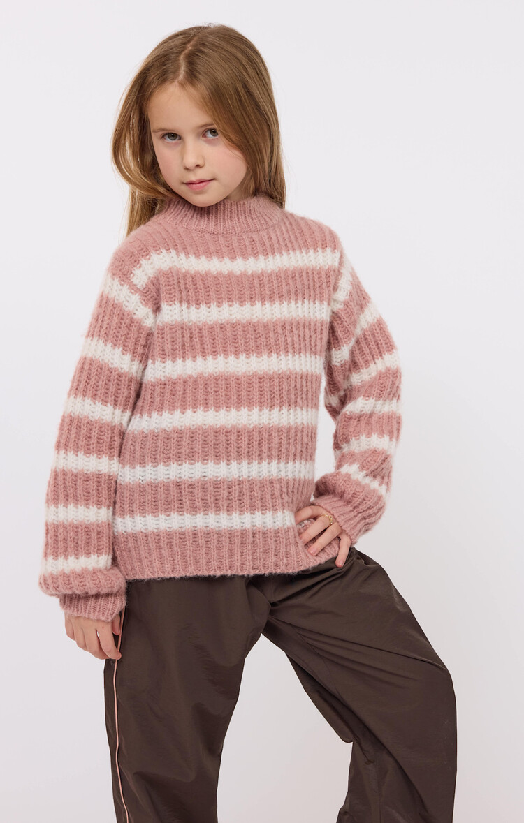 Sadie & Sage BLush Stripe Mock Neck Sweater