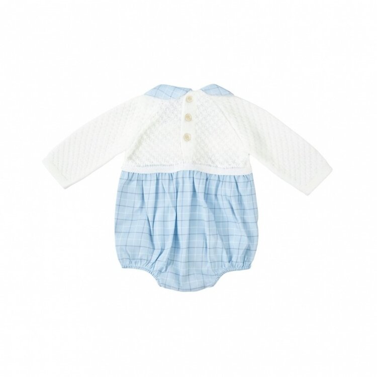 Babidu Blue Plaid Knit Bubble & Hat Set