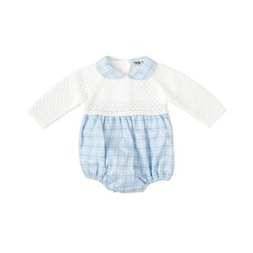 Babidu Blue Plaid Knit Bubble & Hat Set