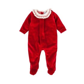 Babidu Velour Smock Ruff Collar Footie