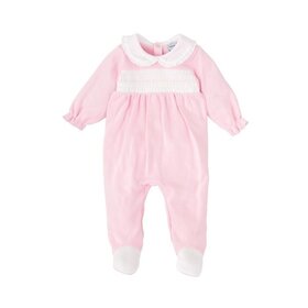 Babidu Pink Knit Smocked Footie
