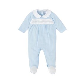 Babidu Bl Knit ZigZag Smocked Footie
