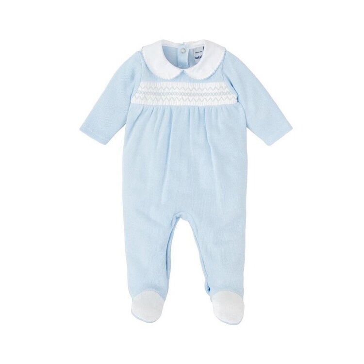 Babidu Bl Knit ZigZag Smocked Footie