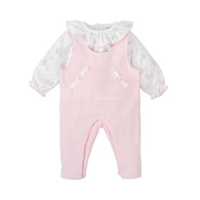 Babidu Pink Ruffle Overall Set