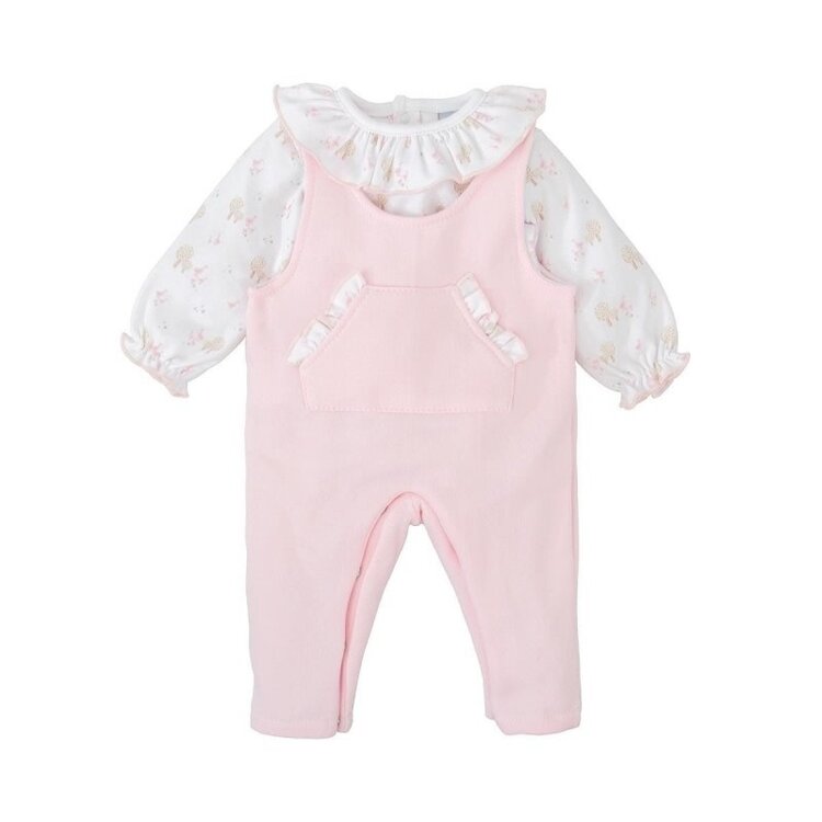 Babidu Pink Ruffle Overall Set