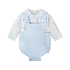 Babidu Blue Check Overall Bubble Set