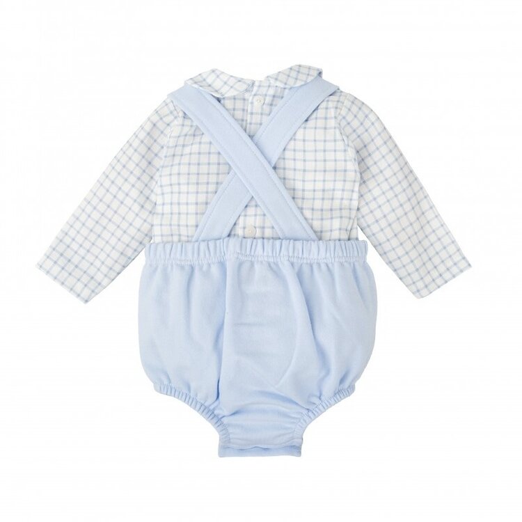 Babidu Blue Check Overall Bubble Set