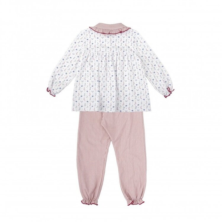 Babidu Red Ging Stocking Pant Set